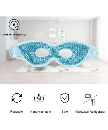 Adofect Gel Beads Eye Mask - Reusable Hot and Cold Pack for Puffy Eyes, Dark Circles, Migraines - Blue/Green - 2 PCS - Buy Online on GoSupps.com