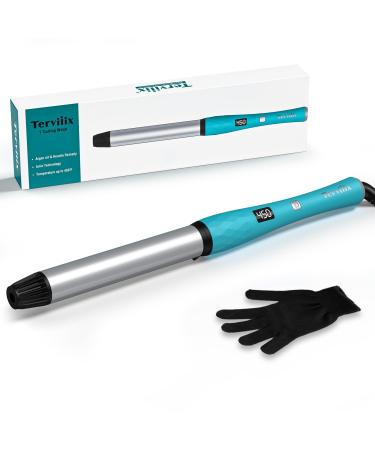 Terviiix Non-Clamp Curling Wand 1 Inch Ceramic Wand Curler Produces Beach Wave for Medium and Long Hair LCD Digital Display with 12 Heat Setting (250 F to 450 F for All Hair Types) Dual Voltage 1 Inch(No Clip)