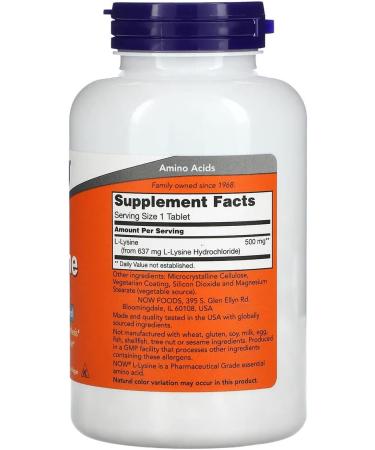 Now Foods Lysine 500MG Tablets - 250 CT for Immune Support | Buy Internationally - Buy Online on GoSupps.com