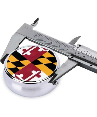 Portable Maryland Flag Metal Pill Box - Round Mini 3-Compartment Design for Travel & Small Pills - Buy Online on GoSupps.com