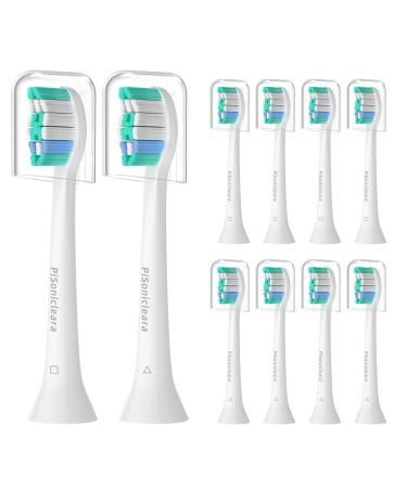 Pisonicleara Replacement Toothbrush Heads Compatible with Philips Sonicare(10 Pack) Brush Heads for Hx6920 4100 2 Series HX9023 Hx6240 Hx6610 Snap on Electric Tooth Brush Refill