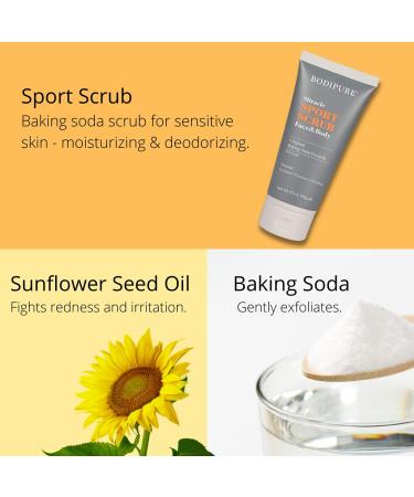 BODIPURE Miracle Sport Face & Body Scrub - Moisturizing & Exfoliating Formula for Sensitive Skin | 6.5 oz - Buy Online on GoSupps.com
