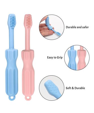 CLdy Baby Biting Toys - 2 BPA-Free Silicone Teething Rings for Babies 3 Months+ - Soft & Stimulating Toothbrush Aid in Blue & Pink - Buy Online on GoSupps.com