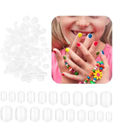 600 Kids Natural Acrylic False Nail Tips - Short Full Cover Fake Nails for Girls - 10 Sizes (Clear) - Buy Online on GoSupps.com