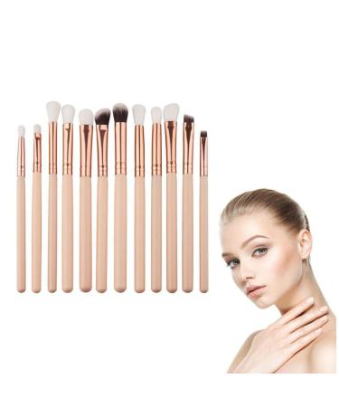 12-Piece Professional Eye Makeup Brush Set - Blender Eyeliner Eyebrow & Concealer Brushes - High-Quality Beige Cosmetic Tools - Buy Online on GoSupps.com