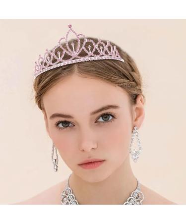 Hapdoo Pink Princess Headbands with Comb for Women Girls Rhinestone Diadem Bridal Headband for Wedding Birthday Prom Party - Buy Online on GoSupps.com