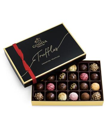 Godiva Chocolatier Signature Assorted Chocolate Truffles Gift Box with Red Ribbon, 24 Pieces