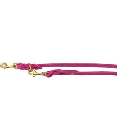 Dogeleine Adjustable Double Linen Leash for Small & Large Dogs - Premium Fat Leather & Brass 2.80m x 8mm Pink | International Shipping - Buy Online on GoSupps.com