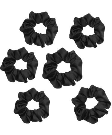 LFRNZS 6 Pieces Satin Hair Scrunchies  Large Scrunchies  Satin Hair Ties   Elastic Satin Ponytail Holders  Scrunchies for Women Girls  Black Satin Scrunchies Soft