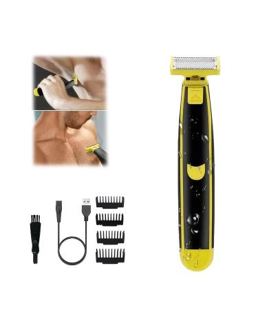 Men's Electric Shaver Dual Blade Wet & Dry Razor Full Body Washable USB Rechargeable 4 Precision Trimmer Heads for Beard Facial Body Grooming Great for Gift (1PC)-Model #6 Black