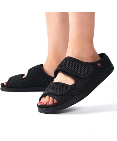 Shop Women s Diabetic Slippers - Comfort & Style for Swollen Feet | Adjustable Orthopedic Walking Shoes - Size 11 Black - Buy Online on GoSupps.com