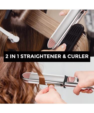 Rozamor Professional Titanium Hair Straightener | Fast Heating 2 in 1 Hair Styling Tool | Pink Double Side Straightening/Curling Iron | Ideal Gift for Women/Girls - Buy Online on GoSupps.com