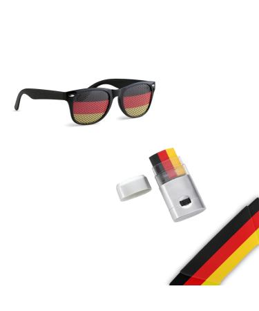 Groxuel Pack Germany make -up + Germany fan glasses sunglasses |Germany fan articles |Em Fanartikel Germany |Make -up pencil Germany |Germany Schminke |Football make -up