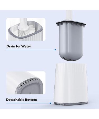 Toilet Bowl Brush and Holder Set - 2 Pack | Silicone Bristles, Ventilated Holder | Deep Cleaning Toilet Cleaner Brush in White - Buy Online on GoSupps.com