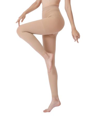 MGANG Compression Pantyhose, Footless, Waist High Compression Stockings Opaque, 15-20 mmHg Medical Pantyhose, Firm Support Hose for Unisex, Edema, Varicose Veins, Swelling, Nursing, Beige XX-Large XX-Large 15-20mmhg Beige