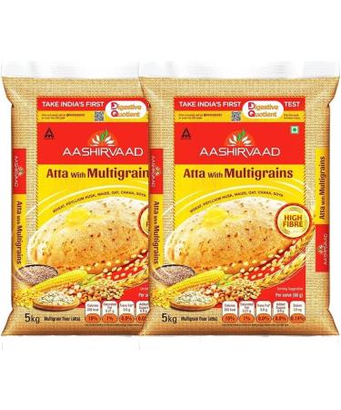 Seelans | Aashirvaad |Multigrain Atta 5Kg |Great Taste | Transform Your Rotis | Extra Protein | Grow Strength | Nourishment | Vegetarian | Dietry Fibre | MultiGrains | Indian Origin | Pack Of 2