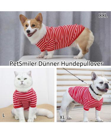 Stylish Petsmil Thin Dog Sweater for Small Dogs - Striped Stretchy Shirts for Chihuahuas & French Bulldogs (Red S) - Buy Online on GoSupps.com