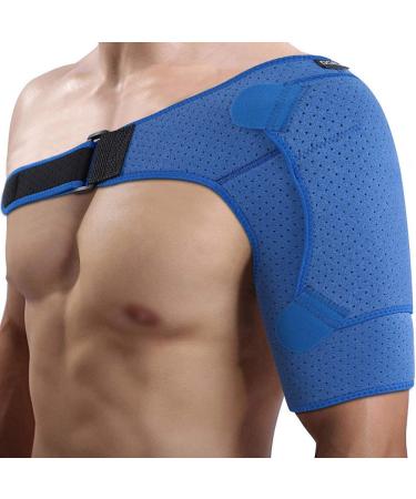 Shoulder Brace Support for Rotator Cuff Injury Prevention and Recovery Unisex Can be Worn on Left or Right Shoulder (Blue L/XL(Chest:38-51in))