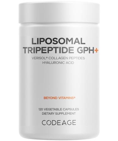Codeage Liposomal Tripeptide GPH+ Supplement - Verisol Bioactive Beauty Collagen Peptides - Hyaluronic Acid - Skin Structure Support - GPH Tripeptide - Glycine Proline Hydroxyproline - 120 Capsules