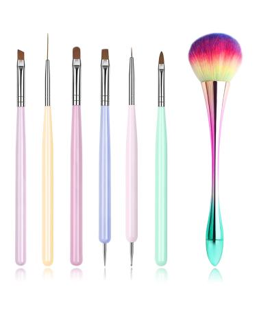 Ailisaail 7Pcs Nail Art Brush Set  Includes Nail Extension Gel Brush  Builder Nail Gel Brush  Nail Art Liner Brush  Nail Dotting Pen  Nail Art Dust Brush and More  Ideal for Home and Salon Use 7pcs Multicolor