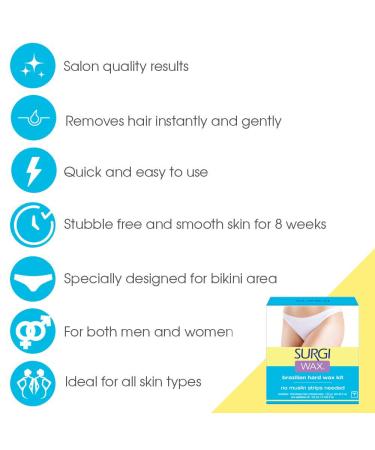 Surgi-Wax Brazilian Hard Wax Kit 4oz - Hair Removal Waxing Kit with Pre-Epilation Oil - Buy Online on GoSupps.com