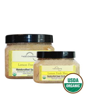 USDA Organic Vegan Sugar Scrub - Lemongrass Body Scrub with Shea Butter | Gentle Exfoliant for Dry Skin Feet & Elbows | 8oz Coconut & Avocado Oil - Buy Online on GoSupps.com