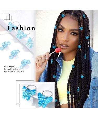 Braids Blue Butterfly Hair Jewelry for Women - Pack of 20 Spiral African Dreadlock Accessories - Buy Online on GoSupps.com