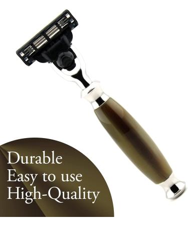 Jag Shaving Manual Triple Edge Beard Trimmer - Premium Green & Brown Resin Handle - Perfect for Precision Grooming - Buy Online on GoSupps.com