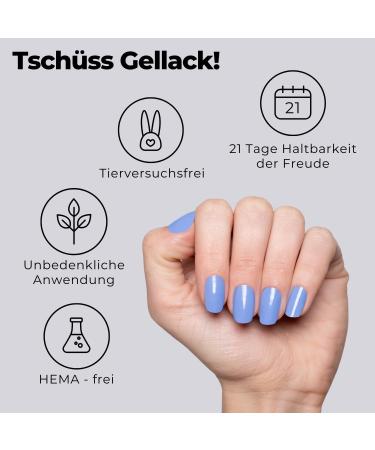 Original Miss Sophie UV Gel Nail Foils - The Blues | 20 Solid Sky Blue Nail Polish Strips for Fingers & Toes - Premium Quality & Long-lasting Finish - Buy Online on GoSupps.com