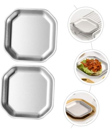 Zerodeko Dipping Bowls 4 pcs Stainless Holder Food Pickle Sushi Silver Dish Tray Bowl Kitchen Trays Household Sauce for 10.4X10.4X0.3CMx2pcs Silverx2pcs - Buy Online on GoSupps.com
