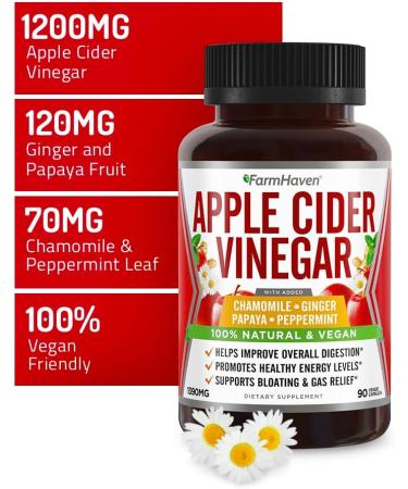 Apple Cider Vinegar Capsules with Ginger, Papaya & Chamomile | 1390mg | Digestion & Immunity Support | Non-GMO | 100% Natural | 450 Capsules - Buy Online on GoSupps.com