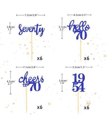 24-Piece Glitter 70th Birthday Cupcake Toppers & Decorations | 1954 Party Accessories | Blue Cake Decoration - Buy Online on GoSupps.com