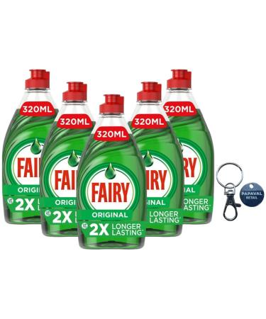 Fairy Washing Up Liquid Pack of 5x320 ml with Key Ring (Original)