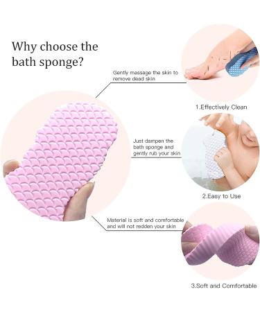 4Pcs Super Soft Exfoliating Bath Sponge Set for Adults, Children, and Pregnant Women - Reusable Ultra Soft Shower Sponge in White, Grey, Green, Yellow - Buy Online on GoSupps.com