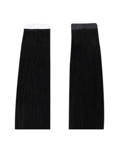 Runature Virgin Real Hair Tape In Extensions - Black Remy 50cm (20 Inch) 25g - Natural Look #1 Stucco Color - Buy Online on GoSupps.com