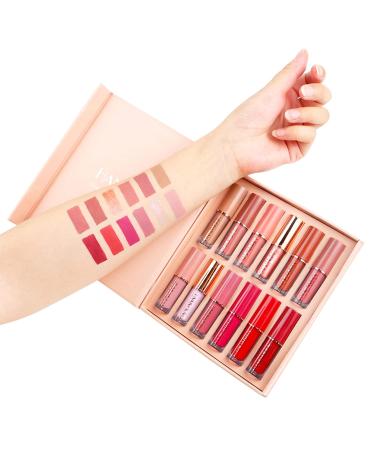 Zhiaek 12-Piece Matte Liquid Lipstick Set - Waterproof Long-Lasting Nude Gloss Gifts - Buy Online on GoSupps.com