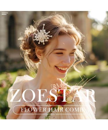Zoestar Rhinestone Bridal Wedding Hair Comb Gold Flowers Headpiece Bridal Crystal Leaf Hair Accessories for Women and Girls - Buy Online on GoSupps.com