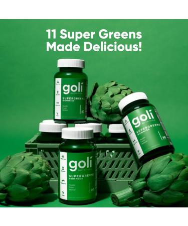 Goli SuperGreen Gummy Vitamin - 60 Count | Plant-Based, Vegan, Gluten-Free & Gelatin Free - Essential Vitamins and Minerals for Optimal Health - Buy Online on GoSupps.com
