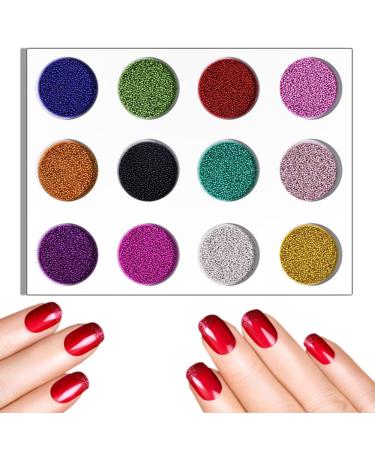 12 Colors Pearl Caviar Nail Decoration Micro Nail Beads Manicure Mini Beads for DIY 3D Nail Art Rhinestone Nail Decorations Nail Care Products