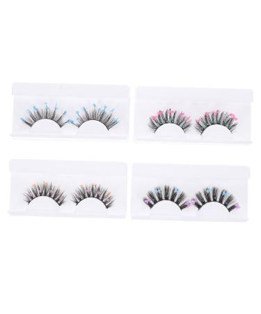 Beaupretty Sequins 4 Pairs sequin false eyelashes handmade eye lashes pesta as postizas naturales segmented false eyelashes artificial eyelashes natural false decorate cosplay chemical fiber