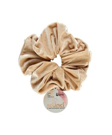 Scunci Original Scrunchie Jumbo Size Perfect for Wrist-to-Hair Versatility 1 Count (Beige)