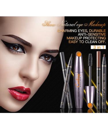 3-in-1 Black Eyebrow Pencil, Eyeliner, and Mascara - Multi-functional Beauty Tool - Buy Online on GoSupps.com