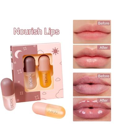 Wenrny Lip Plumper Set 2 Set Natural Lip Plumper and Lip Care Serum 5.5ML Day and Night Lip Plumper Serum Lip Enhancer Hydrating Lip Mask Women Lip Plumper Gloss Kit Moisturizing Long-lasting - Buy Online on GoSupps.com