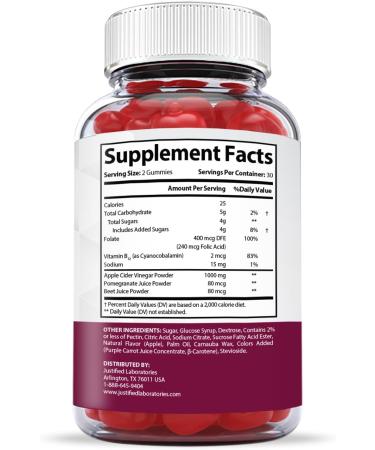 Justified Laboratories ProFast Keto ACV Gummies 1000MG 2 Pack - Vegan Non GMO with Pomegranate Juice, Beet Root, B12 - 120 Gummies, 60 Count - Pack of 1 - Buy Online on GoSupps.com