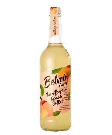 Belvoir Farm Non-Alcoholic Peach Bellini - Real Peach & Grape Juice | Refreshing | Traditional Family Recipe | 100% Natural Ingredients | Suitable for Vegetarians & Vegans - 6 x 750ml Bottles 6 x 750ml Non-Alcoholic Peach Bellini