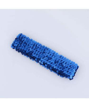 Minkissy Sequin Headband Fashion Sports Hairband Glitter Headdress Elastic Bling Headwear for Women Girls (Blue)