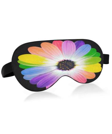 Sleep Mask Light Blocking Rainbow Flower Eye Mask for Sleeping with Adjustable Strap Floral Soft Lightweight Eye Cover Blindfold for Men Women Work Travel Naps