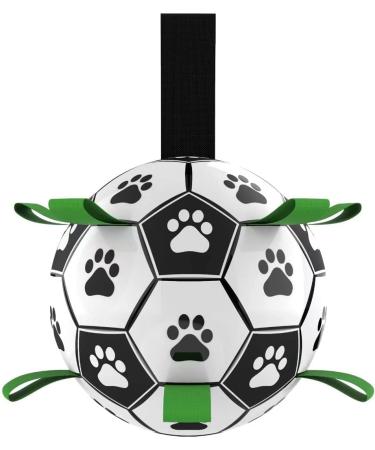 Interactive Dog Soccer Ball with Grab Tabs | Durable Toy for Tug of War & Water Play | Perfect Puppy Birthday Gift | Medium Size 2, Green - Buy Online on GoSupps.com