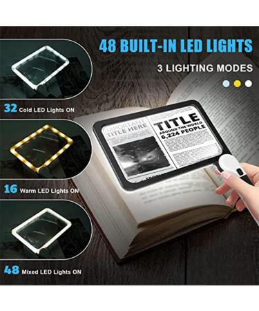 Tovmekdjn Full-Page 5X Magnifying Glass Rectangular Handhold Magnifier for Reading with 48 LED Lights - Buy Online on GoSupps.com