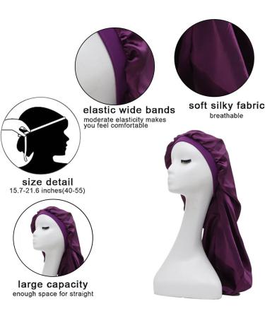 WUBAYI Silk Bonnet Hair Wrap for Sleeping | Satin Sleep Cap for Women and Girls | Wide Elastic Band | Soft Hair Bonnet Cap (Purple) - Buy Online on GoSupps.com